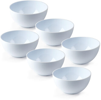 Schaaltjes - 6x stuks - kunststof - kommetjes - dessert/ontbijt - D14 x H6 cm - ivoor w