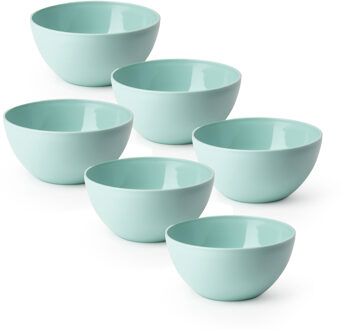 Schaaltjes - 6x stuks - kunststof - kommetjes - dessert/ontbijt - D14 x H6 cm - mintg