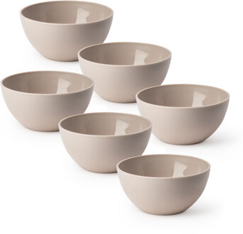 Schaaltjes - 6x stuks - kunststof - kommetjes - dessert/ontbijt - D14 x H6 cm - taupe