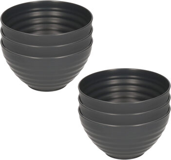 Schaaltjes - 6x - zwart - kunststof - 15 x 8 cm - kom