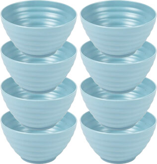 Schaaltjes - 8x - blauw - kunststof - 14 x 6.5 cm - kom