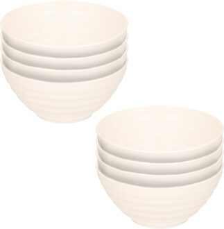 Schaaltjes - 8x - ivoor wit - kunststof - 14 x 6.5 cm - kom