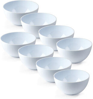 Schaaltjes - 8x stuks - kunststof - kommetjes - dessert/ontbijt - D14 x H6 cm - ivoor w