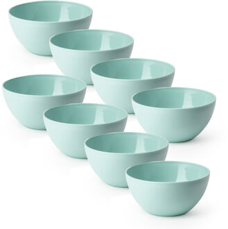 Schaaltjes - 8x stuks - kunststof - kommetjes - dessert/ontbijt - D14 x H6 cm - mintg