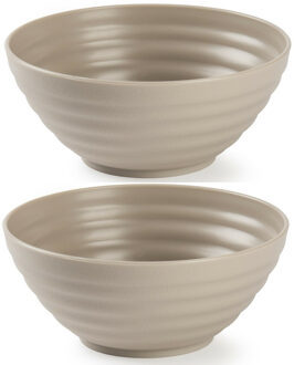 Schaaltjes - 8x - taupe - kunststof - 14 x 6.5 cm - kom