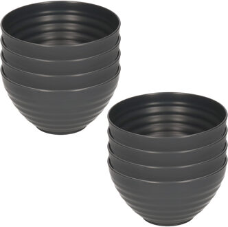 Schaaltjes - 8x - zwart - kunststof - 15 x 8 cm - kom
