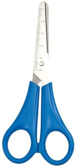 Schaar - blauw - kunststof - 13 cm - met liniaal - kinderschaar - knutselen