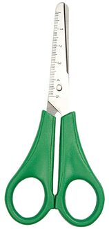 Schaar - groen - kunststof - 13 cm - met liniaal - kinderschaar - knutselen