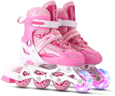 Schaatsen Schoenen Verstelbare Illuminating Inline Skates Met Licht Up Wielen Voor Kinderen En Volwassenen Voor Meisjes En Jongens Mannen En vrouwen roze L