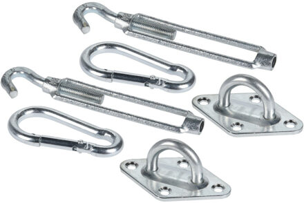 Schaduwdoek ophangaccessoires - 12-delig - verzinkt staal - zonnezeilen bevestiging set