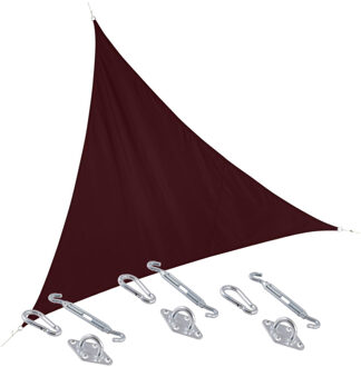 Schaduwdoek/zonnescherm Curacao driehoek bordeaux rood 3 x 3 x 3 meter met ophanghaken