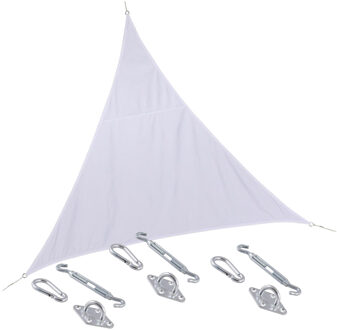 Schaduwdoek/zonnescherm Curacao driehoek wit 2 x 2 x 2 meter met ophanghaken