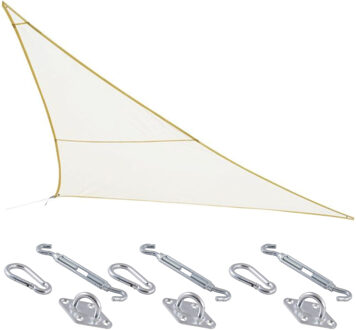 Schaduwdoek/zonnescherm Curacao driehoek wit 3 x 3 x 3 meter met ophanghaken - Schaduwdoeken