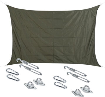 Schaduwdoek/zonnescherm Curacao rechthoekig grijs 2 x 3 meter met ophanghaken - Schaduwdoeken