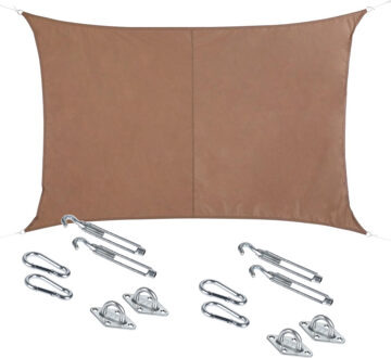 Schaduwdoek/zonnescherm Curacao rechthoekig taupe 2 x 3 meter met ophanghaken