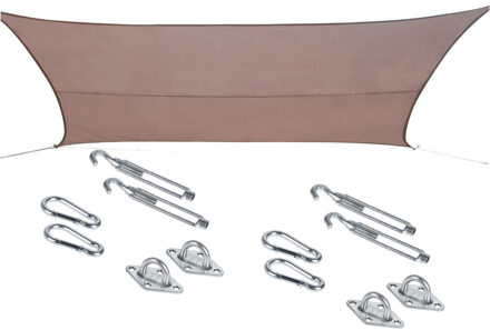Schaduwdoek/zonnescherm Curacao rechthoekig taupe 3 x 4 meter met ophanghaken