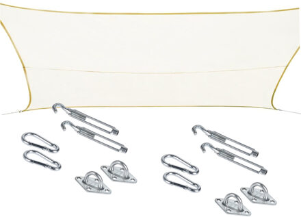 Schaduwdoek/zonnescherm Curacao rechthoekig wit 3 x 4 meter met ophanghaken