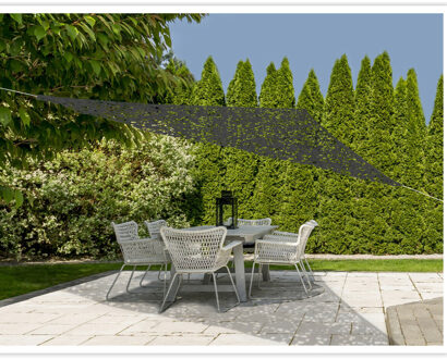 Schaduwdoek/zonnescherm driehoek grijs camouflage 3,6 meter inclusief ophangaccessoires