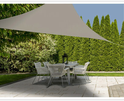 Schaduwdoek/zonnescherm - Set van 2x stuks - polyester - zandkleurig - 3 x 3 x 3 meter