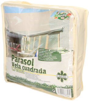 Schaduwdoek/zonnescherm vierkant creme/beige 3,6 meter