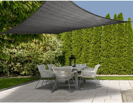 Schaduwdoek/zonnescherm vierkant grijs 3 x 3 meter