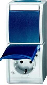 Schakel-/stopcontact combinatie Busch-Jaeger spatwaterdicht Ocean opzetstuk Blauw-groen 2601/6/20 EW-53