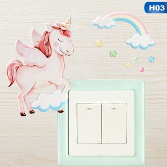 Schakelaar Sticker Dier Eenhoorn Cover Cartoon Room Decor 3D Muur Siliconen Aan-uit Schakelaar Lichtgevende Lichtschakelaar Outlet Muur sticker