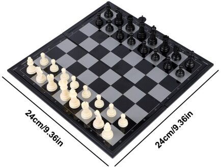 Schaken Backgammon Checkers Set Opvouwbare Board Game 3-In-1 Road Internationale Schaken Vouwen Schaken Draagbare Bordspel plastic Chessboard 4