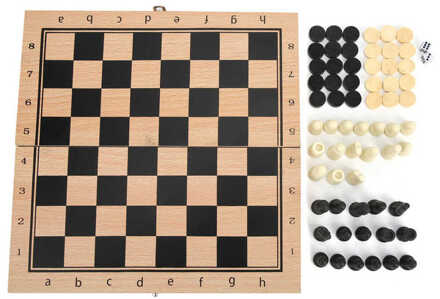 Schaken Backgammon Checkers Set Opvouwbare Board Game 3-In-1 Road Internationale Schaken Vouwen Schaken Draagbare Bordspel