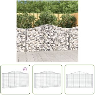 Schanskorf 200 x 50 x 100/120 cm - Gegalvaniseerd ijzer - Decoratieve tuinbarrière Zilverkleurig