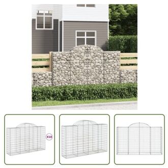 Schanskorf - 200 x 50 x 120/140 cm - Decoratieve en geluidsisolerende tuinbarrière Zilverkleurig