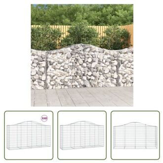 schanskorf 200x50x100/120 cm - gegalvaniseerd ijzer - decoratieve tuinbarrière Zilverkleurig