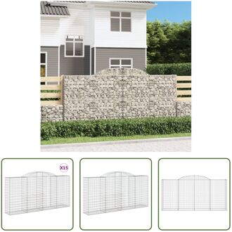 Schanskorf 300x50x140/160 - Gegalvaniseerd ijzer - Geluidsisolerend - Decoratieve tuinbarrière Zilverkleurig