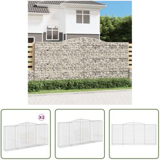 Schanskorf - 400 x 50 x 180/200 cm - Decoratieve tuinbarrière - Gegalvaniseerd ijzer Zilverkleurig