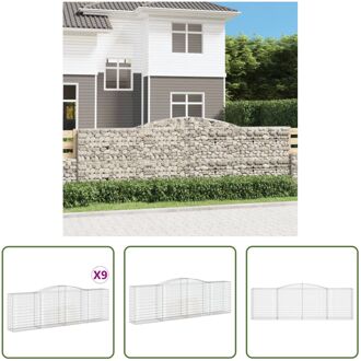 Schanskorf 400x50x120/140 cm - Gegalvaniseerd ijzer - Decoratieve en geluidsisolerende tuinbarrières Zilverkleurig