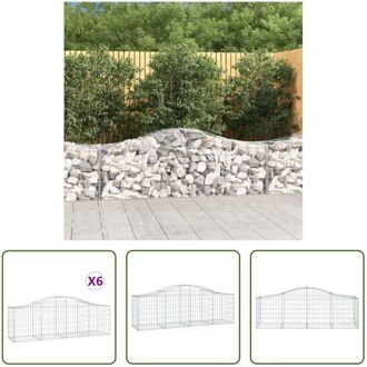 Schanskorf 6 stuks - 200x50x60/80 cm - Geluidsisolerende tuinbarrières - Gegalvaniseerd ijzer Zilverkleurig