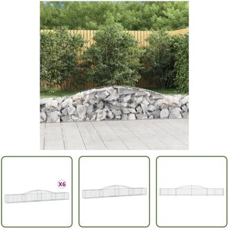 Schanskorf 6 stuks - Gabion muur - 400 x 50 x 40/60 cm - Gegalvaniseerd ijzer - Stabiele constructie - Zilverkleurig