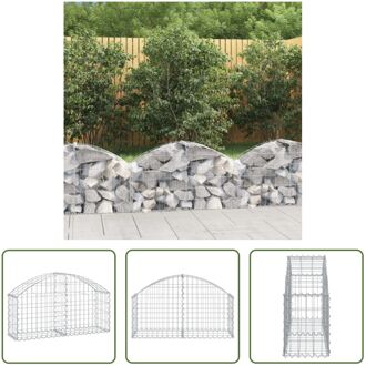 Schanskorf Decoratieve Geluidsisolerende Tuinbarrière - 100 x 30 x 40/60 cm - Gegalvaniseerd IJzer Zilverkleurig