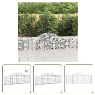 Schanskorf - Decoratieve Geluidsisolerende Tuinbarrière - 200 x 30 x 60/80 cm - Gegalvaniseerd IJzer Zilverkleurig