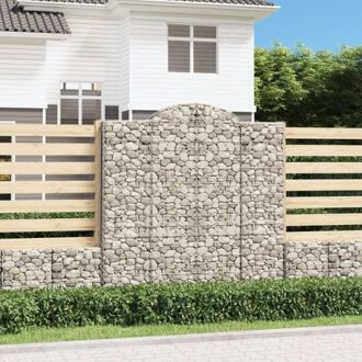 Schanskorf - Decoratieve geluidsisolerende tuinbarrière - 200 x 50 x 200/220 cm - Gegalvaniseerd ijzer Zilverkleurig
