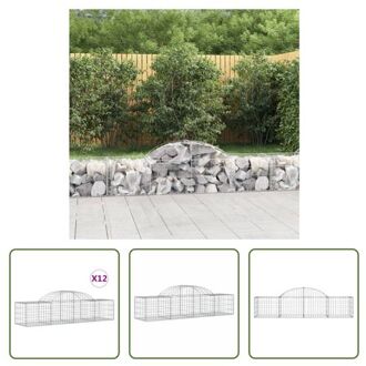 Schanskorf Decoratieve Geluidsisolerende Tuinbarrière - 200 x 50 x 40/60 cm - Gegalvaniseerd Ijzer Zilverkleurig