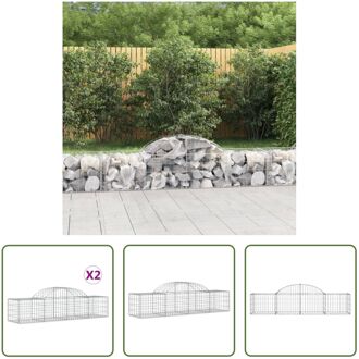 Schanskorf - Decoratieve geluidsisolerende tuinbarrière - 200 x 50 x 40/60 cm - Gegalvaniseerd ijzer Zilverkleurig