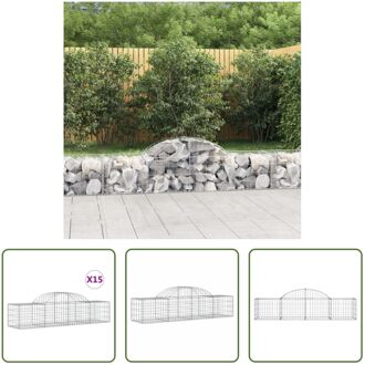 Schanskorf - Decoratieve Geluidsisolerende Tuinbarrière - 200 x 50 x 40/60 cm - Gegalvaniseerd IJzer Zilverkleurig