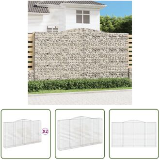 Schanskorf Decoratieve Geluidsisolerende Tuinbarrière - 400 x 50 x 220/240 cm - Gegalvaniseerd IJzer Zilverkleurig