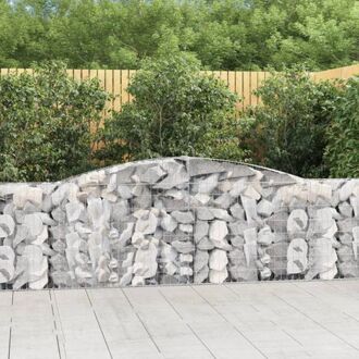 Schanskorf - Decoratieve Geluidsisolerende Tuinbarrière - 400x30x80/100 cm - Gegalvaniseerd IJzer Zilverkleurig