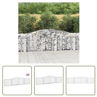 Schanskorf - Decoratieve Geluidsisolerende Tuinbarrière - 400x30x80/100cm - Gegalvaniseerd IJzer Zilverkleurig