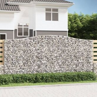 Schanskorf - Decoratieve Geluidsisolerende Tuinbarrière - 400x50x180/200 cm - Stenen niet inbegrepen Zilverkleurig