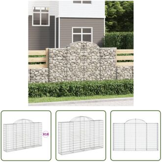 Schanskorf Decoratieve Tuinbarrière - 200 x 30 x 120/140 cm - Gegalvaniseerd ijzer Zilverkleurig