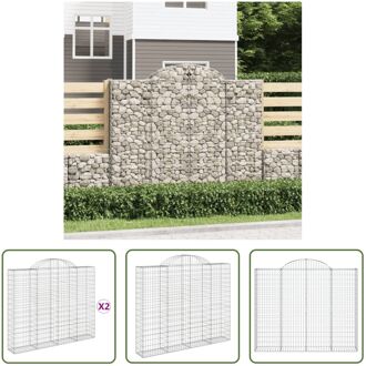 Schanskorf Decoratieve Tuinbarrière - 200 x 30 x 160/180 cm - Gegalvaniseerd IJzer Zilverkleurig