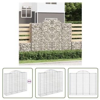 Schanskorf Decoratieve Tuinbarrière 200 x 50 x 160/180 cm - Gegalvaniseerd ijzer Zilverkleurig